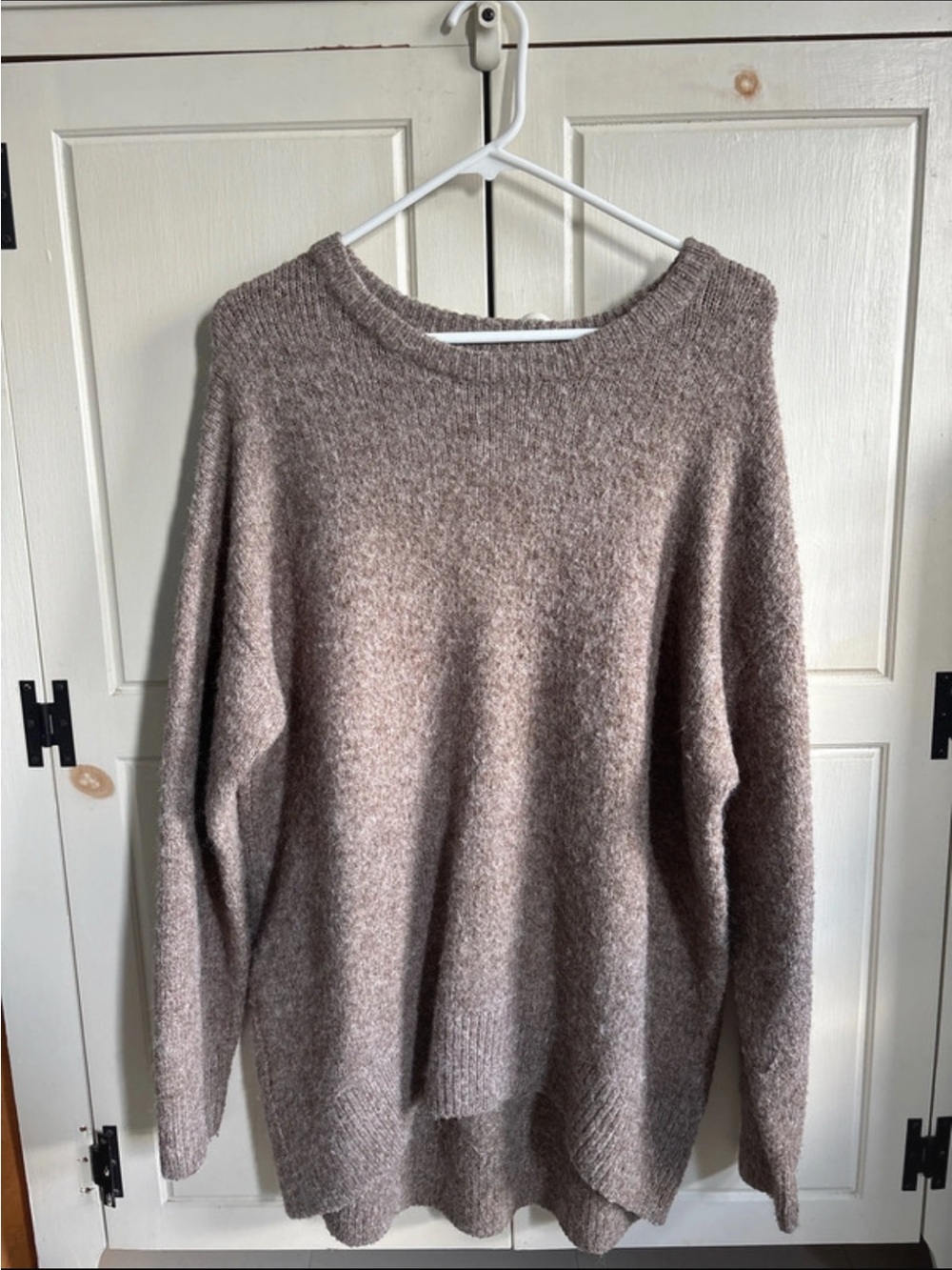 Women’s Taupe Heather Oversized Cocoon Tunic Sweater- Medium